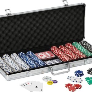 Poker Chip Set with Aluminum Case, 500 Striped Dice Chips