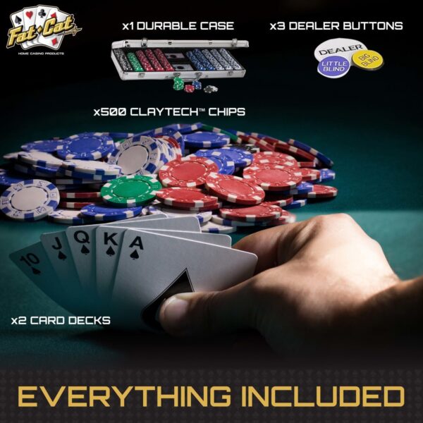 Poker Chip Set with Aluminum Case, 500 Striped Dice Chips - Image 4