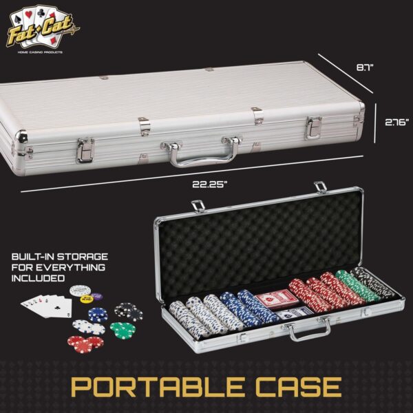 Poker Chip Set with Aluminum Case, 500 Striped Dice Chips - Image 3
